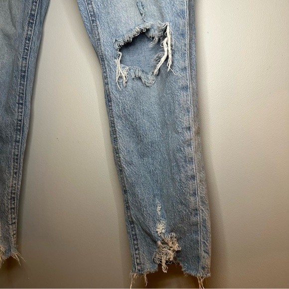 Aeropostale Mom Jeans Distressed Cropped Boot Cut Light Medium Wash 000 Regular - Picture 5 of 11
